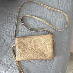 Leopard Print Gold Tone Crossbody Bag - Women's Small Shoulder Purse
